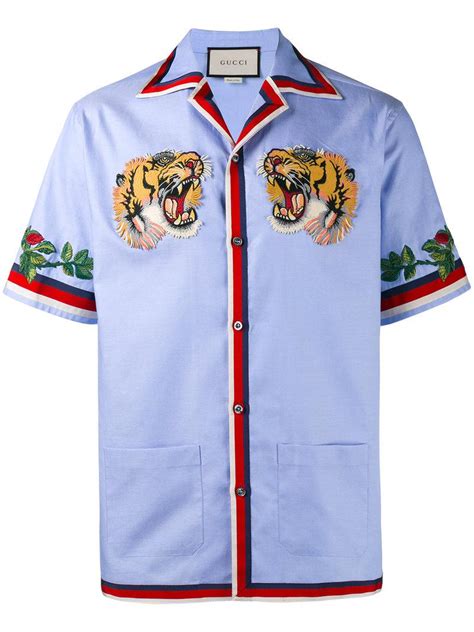 gucci tiger bowling shirt replica|gucci button up shirt men.